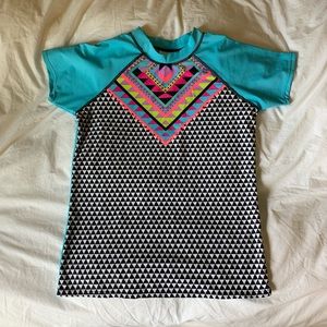 Sky Blue Never Worn Circo Swim Tee w/ Boho Print